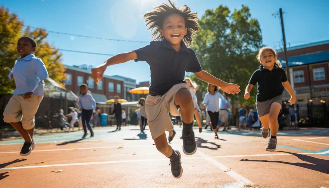 Children playing in a vibrant schoolyard in Greenville, South Carolina, taken with a Sony A7 III