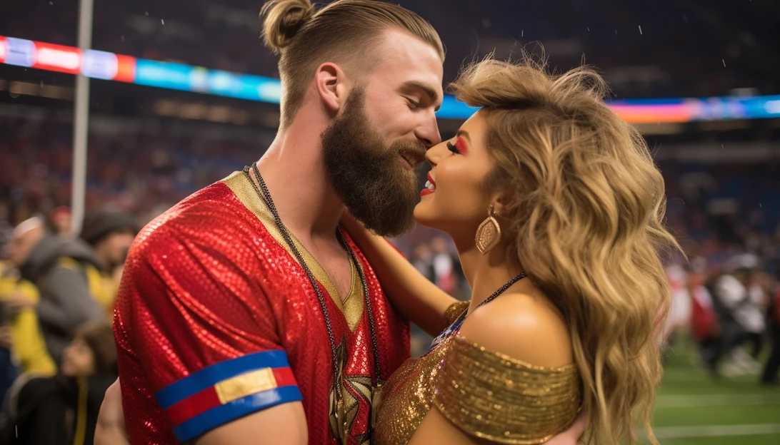 Travis Kelce and Taylor Swift sharing a romantic moment after the concert in Argentina