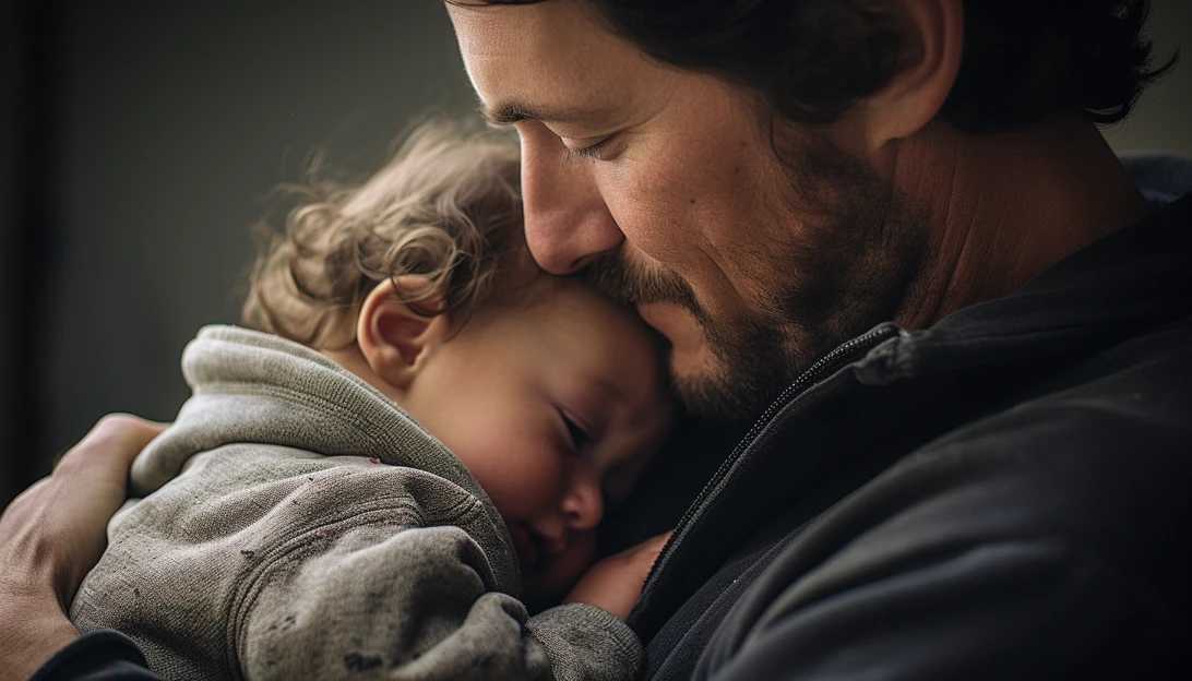 A photo of a father tenderly cradling his infant, capturing the love and protection a parent feels for their child.