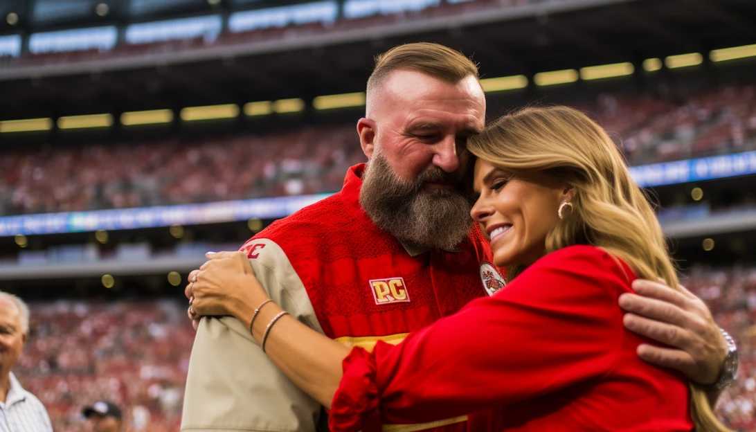 A heartfelt moment between Taylor Swift's parents and Travis Kelce's parents as they meet for the first time at the Chiefs game. (taken with Sony Alpha a7 III)