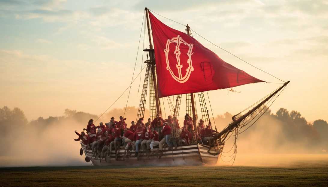 The University of Oklahoma Sooners' Sooner Schooner - A vibrant photo showcasing the iconic Conestoga wagon replica racing across the field during a football game. (Taken with Sony Alpha A7 III)