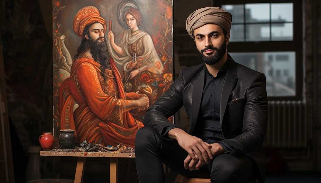 Mehdi Martin, the previous owner caught in the middle of a legal battle, posing with his artwork in his New York studio, photographed using a Nikon D850.