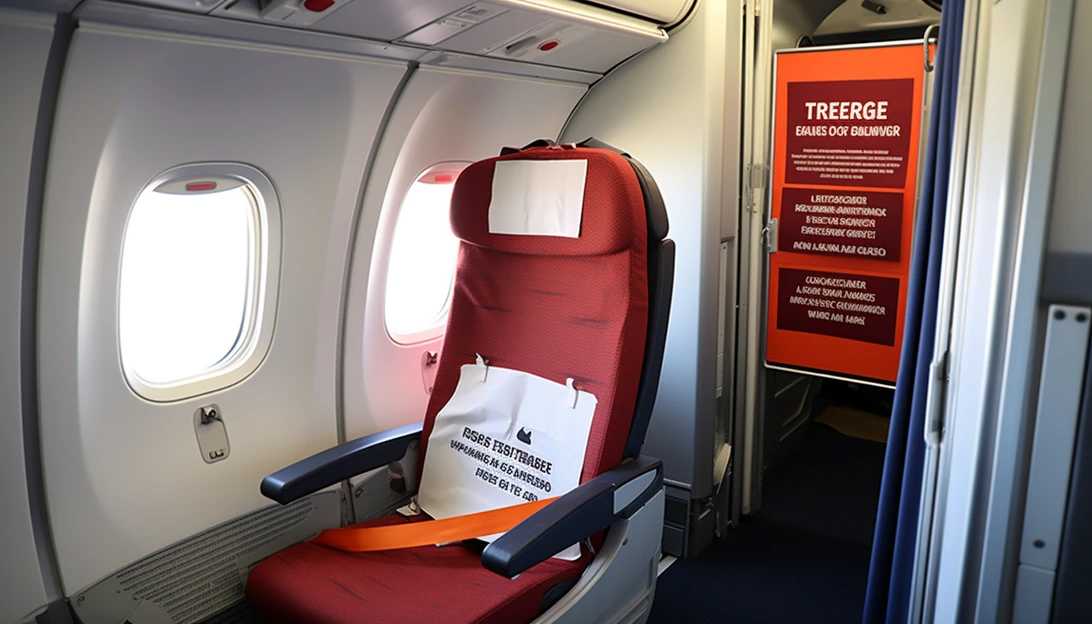 A sign displaying the severe penalties for attempting to open emergency exits during flights.