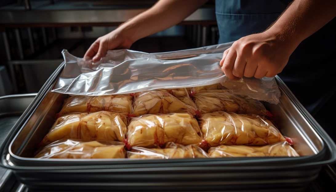 A mouthwatering apple pie being vacuum-packed for easy travel, taken with a Sony Alpha a7 III.