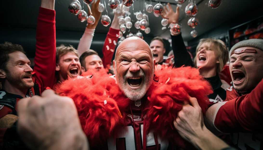 Harald Hasselbach celebrating a Super Bowl victory with his teammates, taken with a Canon EOS 5D Mark IV.