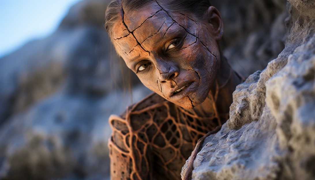 A close-up shot of a prehistoric female fossil with hunting injuries, showcasing the physical prowess of women in ancient times. Taken with a Canon EOS R5.