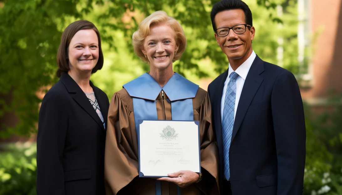 Governor Janet Mills and University of Maine System Chancellor Dannel Malloy presenting a scholarship certificate to a deserving student affected by the tragic shooting in Lewiston.
