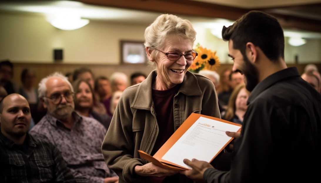 A heartfelt moment as a shooting victim's family member receives a certificate of appreciation during a special recognition event organized by the Lewiston Strong Tuition Waiver fund.