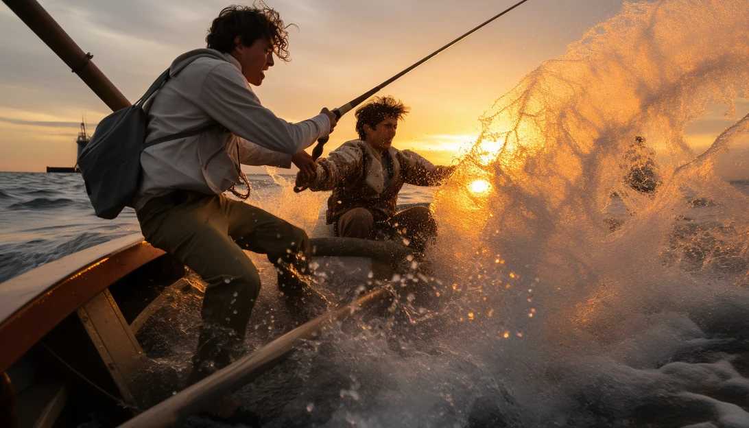 An action-packed moment captured as Matthew Frattasio battles the powerful almaco jack on his fishing rod. Taken with a Sony Alpha a7 III.