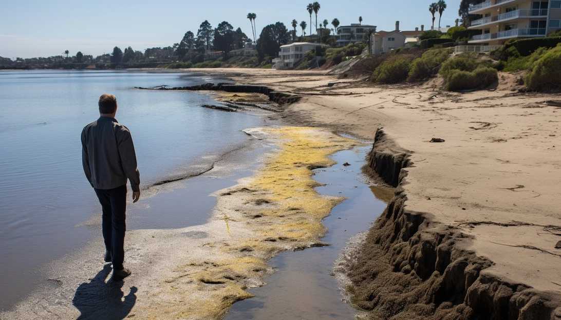 Environmental official inspecting the coastline affected by the sewage spill in Orange County, CA taken with a Nikon D850