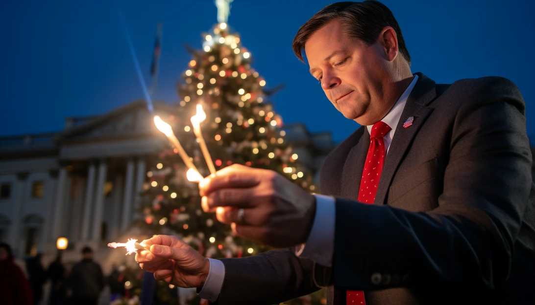 House Speaker Mike Johnson lighting the Capitol Christmas tree amidst the chaotic atmosphere. (Taken with Canon EOS 5D Mark IV)