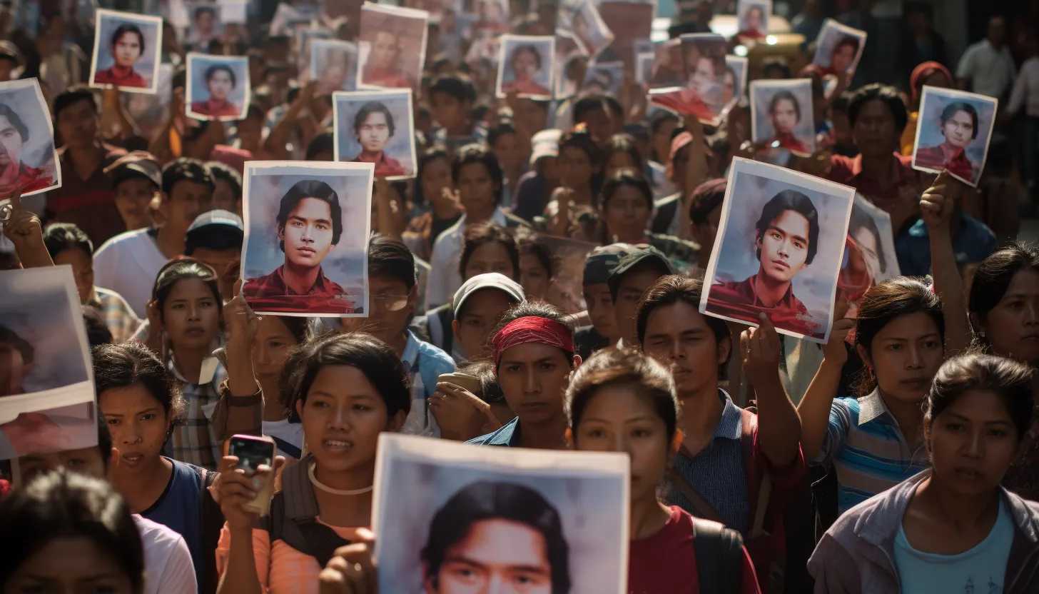 An image of peaceful protesters gathering in the streets of Burma, holding signs and demanding the return of democracy. (Taken with a Canon EOS 5D Mark IV)