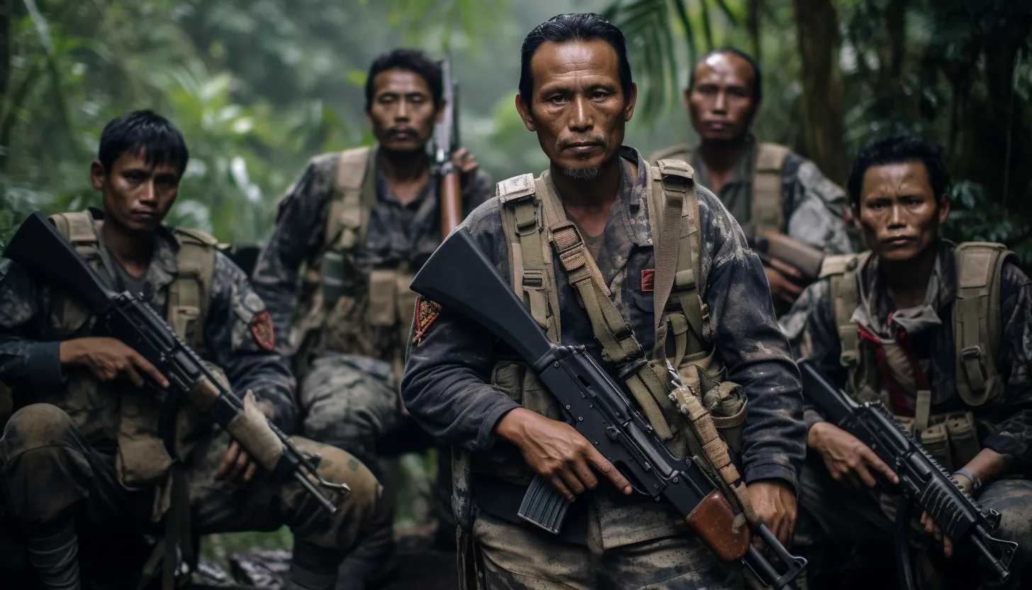A photograph showing members of the People's Defense Force and ethnic guerrilla groups standing strong together, ready to defend their autonomy. (Taken with a Sony A7 III)