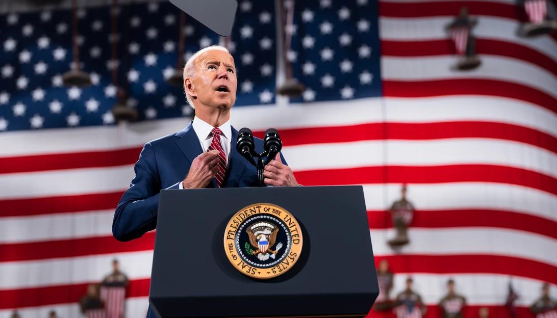 An image of President Biden delivering a speech to the United Auto Workers, urging for a cease-fire in the Israel-Hamas war. [Taken with a Nikon D850]