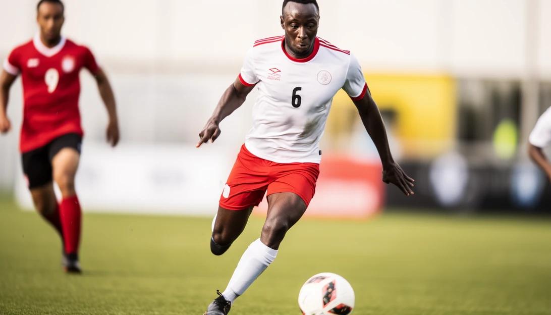Raphael Dwamena in action during a game, showcasing his exceptional talent and skill. (Taken with Canon EOS 5D Mark IV)