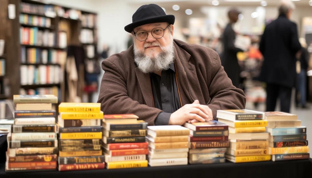 George R.R. Martin, the author of Game of Thrones, at a book signing event.