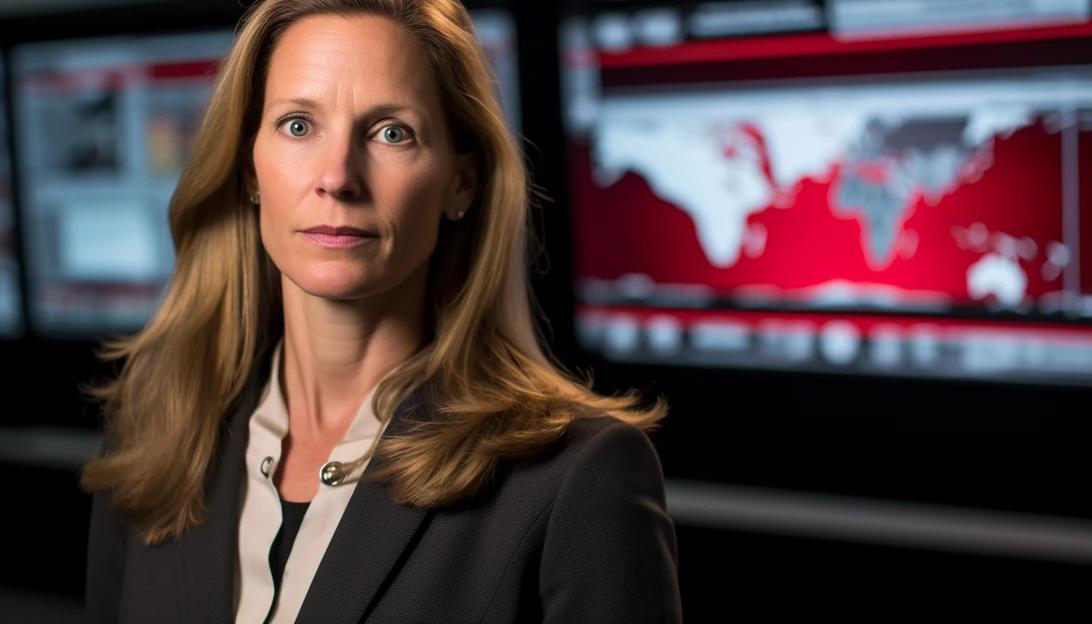 A photo of Jen Easterly, the director of the U.S. Cybersecurity and Infrastructure Security Agency, emphasizing the need for safeguards against AI threats. Taken with a Canon EOS 5D Mark IV.
