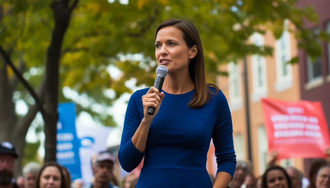 Pro-life activist and Democratic presidential candidate Terrisa Bukovinac speaking at a rally, passionately advocating for the rights of the unborn (taken with Canon EOS 5D Mark IV)