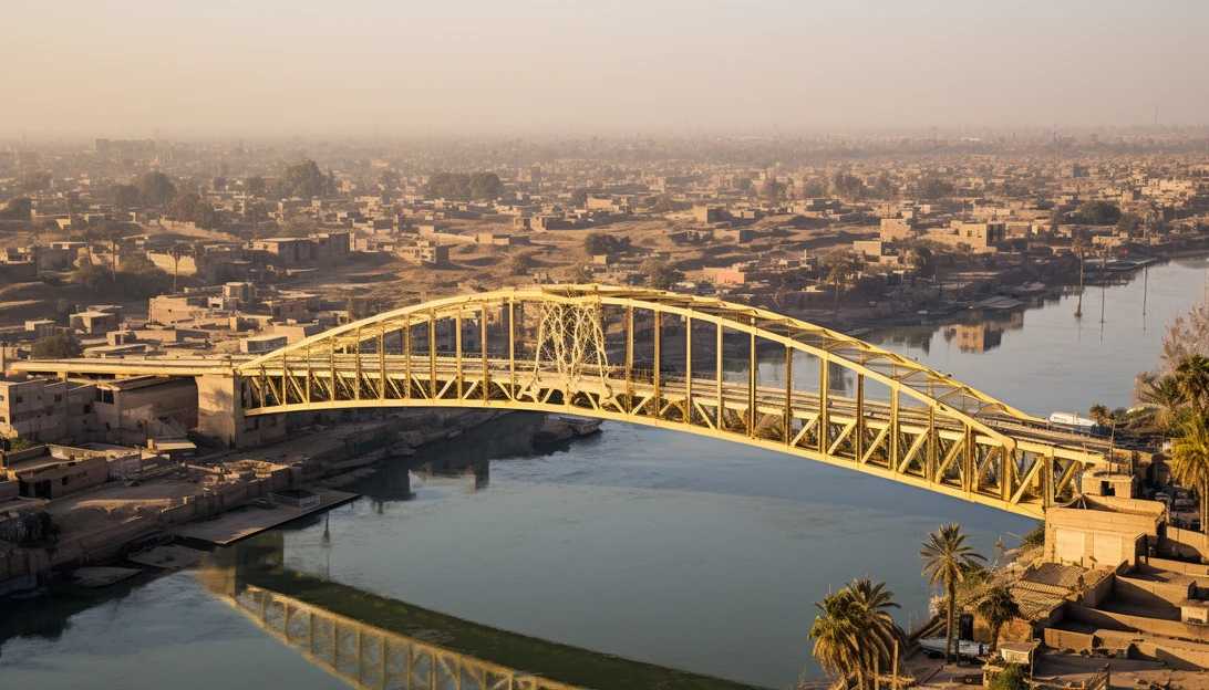 An aerial view of the Mansi Bridge, spanning across the Suez Canal, a critical link for global trade. Taken with a Canon EOS 5D Mark IV.