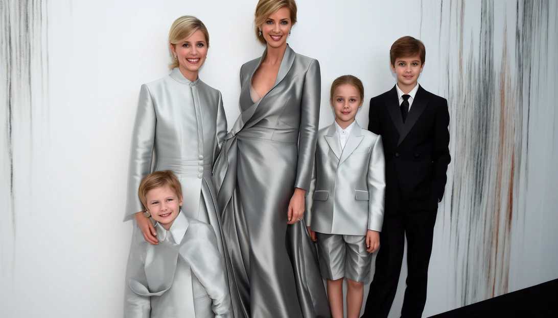 Meryl Streep posing with her four children, Louisa, Grace, Mamie, and Henry, at the Academy Museum Gala. (Photo prompt: Group photo of the Streep family, highlighting their love and bond, taken with a Sony Alpha A7R III).