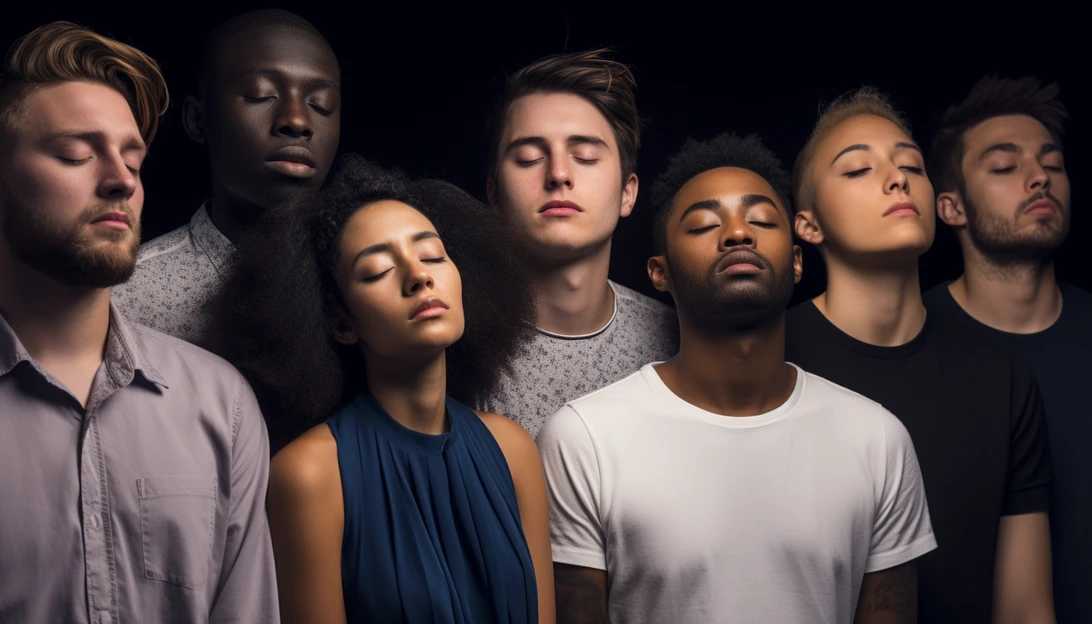 An image of a diverse group of individuals expressing the symptoms of chronic fatigue syndrome, highlighting its impact on different racial and ethnic groups (taken with Canon EOS R).