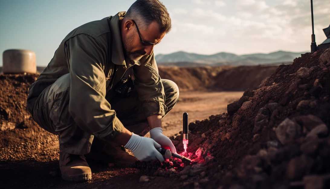 Scientist analyzing soil samples for contaminants at a missile base, taken with Nikon D850