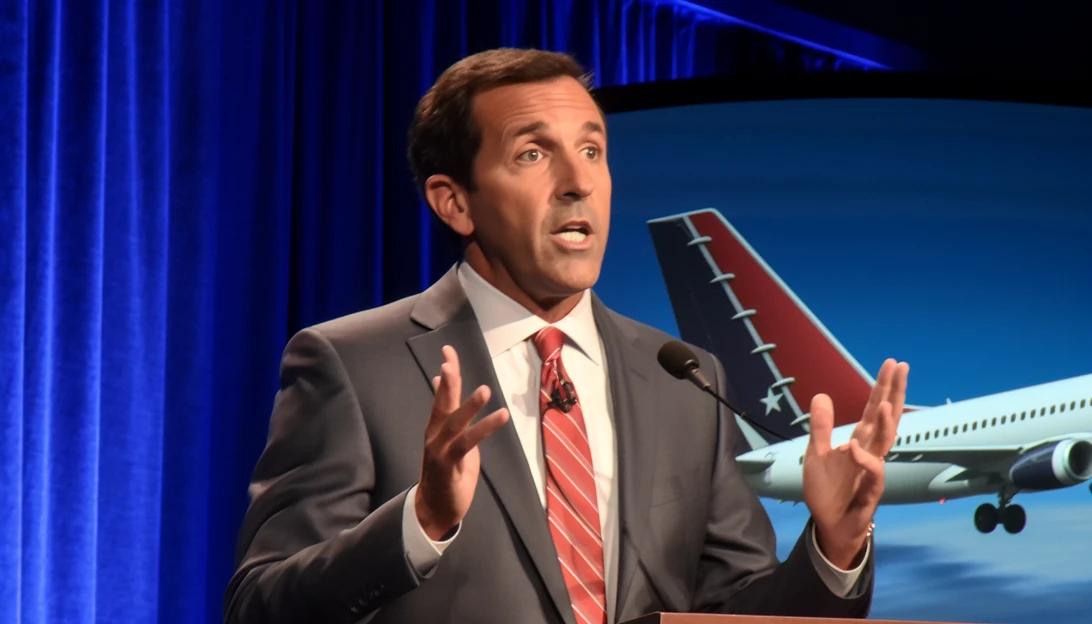Frontier Airlines CEO Barry Biffle speaking at the U.S. Chamber of Commerce Aviation Summit