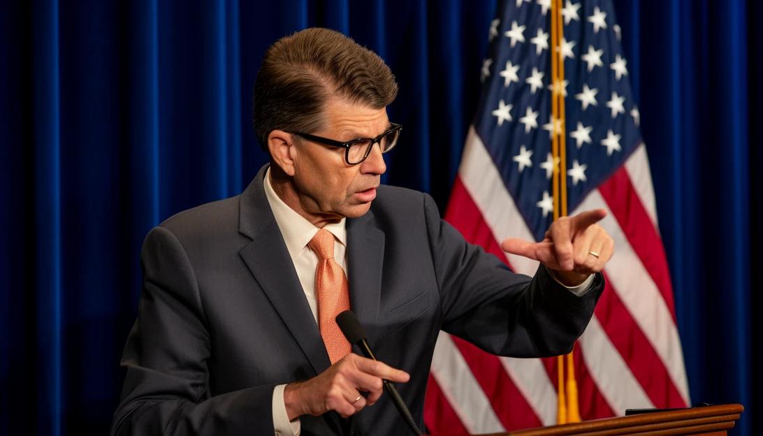Former Texas Gov. Rick Perry shares his thoughts on the Biden administration being overly dependent on foreign oil on ‘Maria Bartiromo’s Wall Street.’ [Photo Prompt: Rick Perry speaking at a podium during the interview]