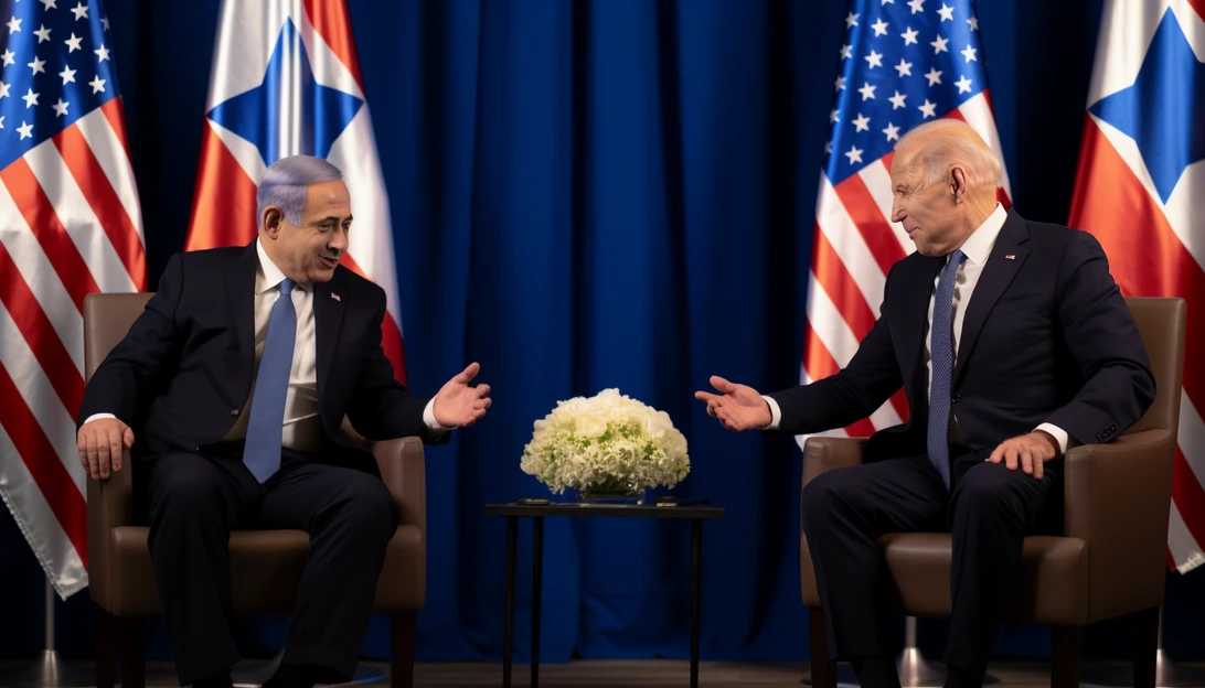 A picture of Israeli Prime Minister Benjamin Netanyahu and US President Joe Biden during their press conference, taken with a Sony Alpha A7 III.