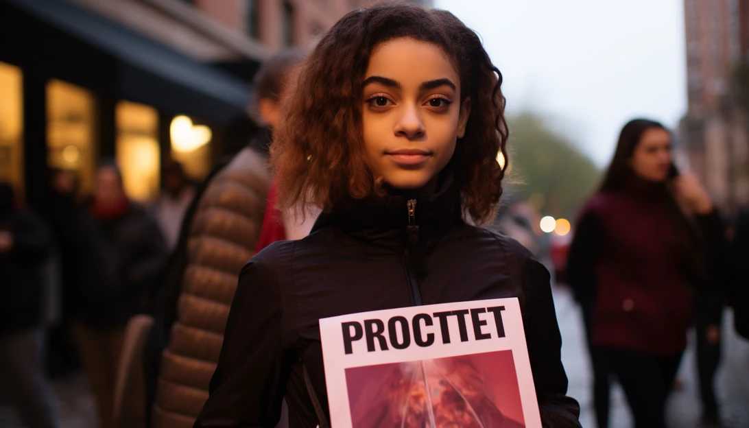 Detransitioner Isabelle Ayala holding a sign that says 'Protect Kids' during a protest against gender-affirming care