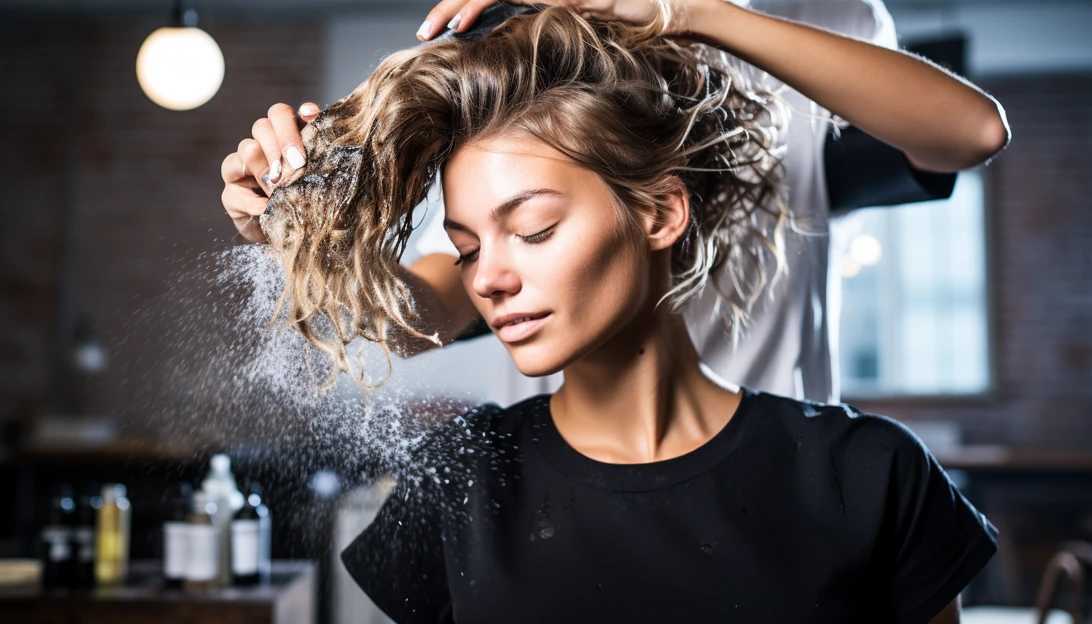 A woman pouring beer onto her hair as part of her haircare routine, taken with a Nikon D850