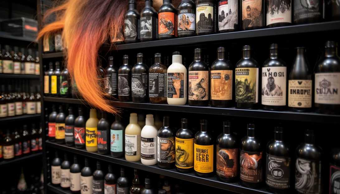 A variety of beer shampoo bottles displayed on a shelf, offering alternative options for those interested in trying beer for their hair, taken with a Sony A7III