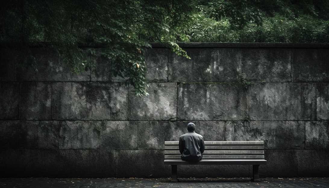 A photo of a person facing a solitary figure sitting on a bench, symbolizing the struggles faced by individuals with mental illness. (Taken with Nikon D850)