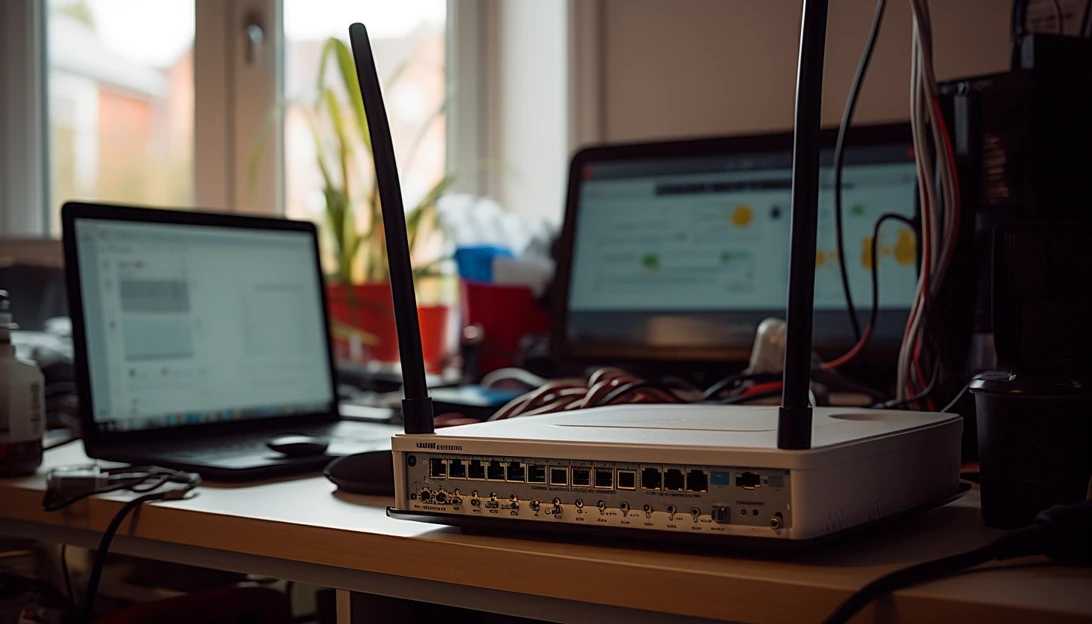 A person setting up a Wi-Fi network in their new home, taken with a Canon EOS Rebel T7i.