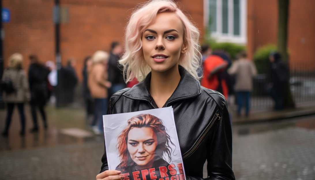 Pro-life activist Isabel Vaughan-Spruce holding a sign advocating for prayer outside an abortion center in Birmingham, England taken with Nikon D850