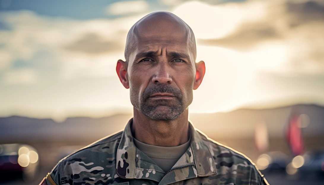 An Army veteran, Christian Ernest Beyer, in uniform at Fort Irwin, California, taken with a Canon EOS 5D Mark IV.