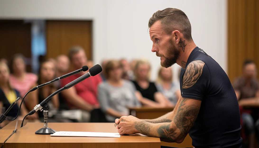 Pro cyclist Colin Strickland testifying in the Kaitlin Armstrong trial, taken with a Canon EOS R5