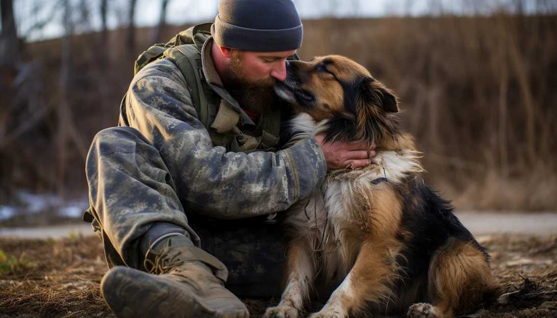 A heartwarming moment captured between Maverick and Kelly Brownfield, his owner, as they provide support to military families. [Taken with Nikon D850]