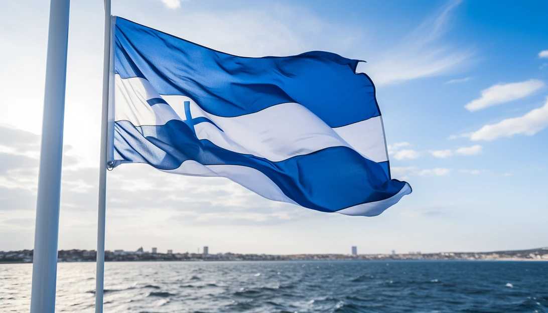 An Israeli flag gently waving in the wind, once proudly displayed outside Taste of Tel Aviv, symbolizing the unity and strength of the Israeli community. (Photo taken with Sony Alpha a7 III)
