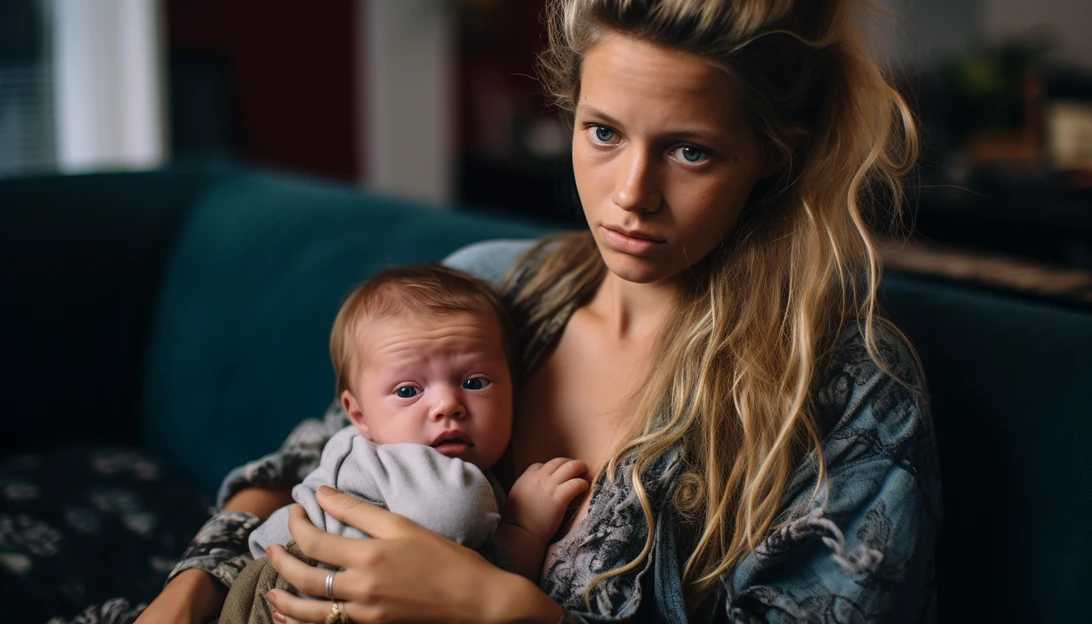 Erica Jedynak expressing concern as she holds her baby, taken with a Sony A7 III