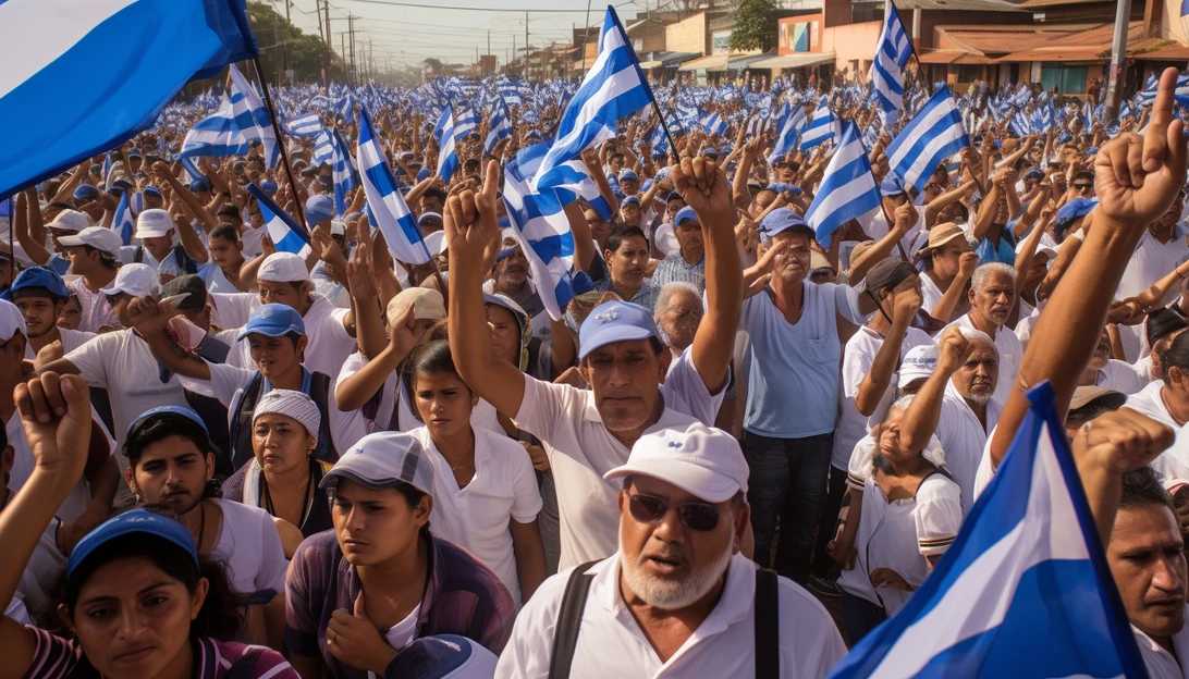Supporters of the Catholic community in Nicaragua protesting against the Ortega regime's persecution. Photo taken with a Nikon D850.