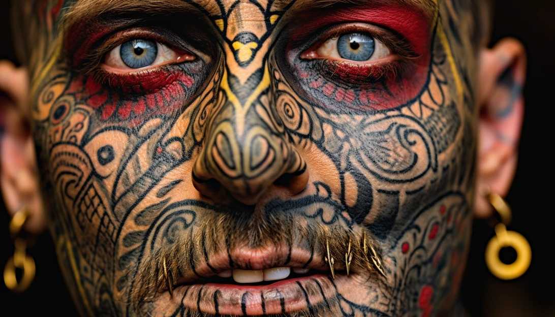 A close-up of JellyRoll's tattooed face, showcasing his unique style and individuality. (Taken with a Canon EOS R)