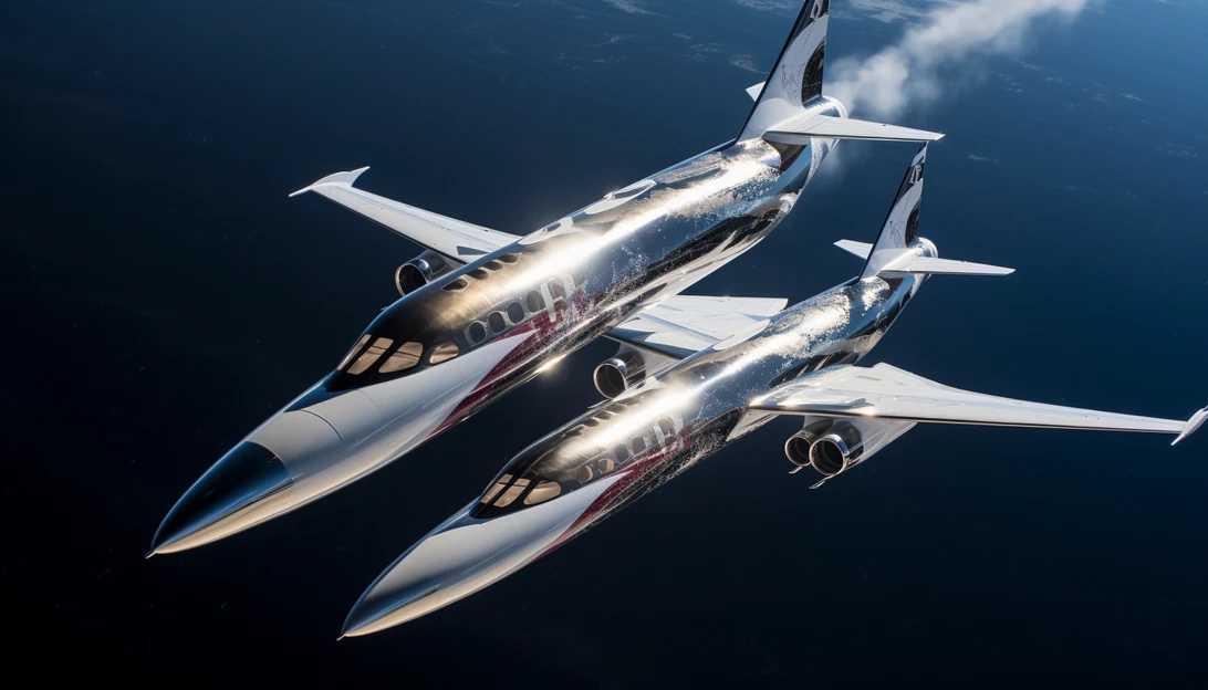 A stunning aerial shot of Virgin Galactic's SpaceShipTwo Unity soaring through the sky, captured with a Nikon D850.
