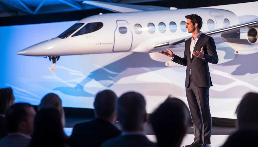 Virgin Galactic CEO Michael Colglazier addressing employees during a company meeting, taken with a Canon EOS R5.