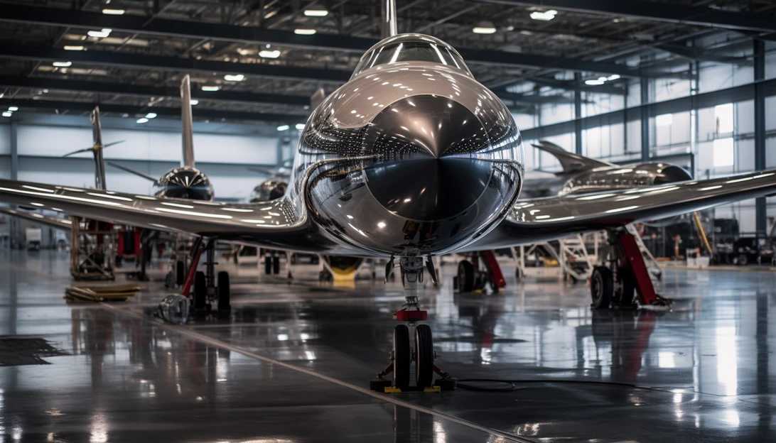 An image showcasing the precision engineering behind Virgin Galactic's Delta Class spaceships, photographed with a Sony A7R IV.