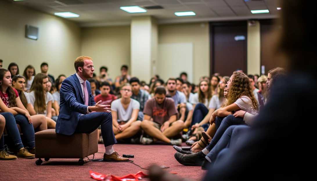 Students at UCF Hillel’s chapter engaging in a difficult listening session with Rep. Frost - taken with Canon EOS 5D Mark IV