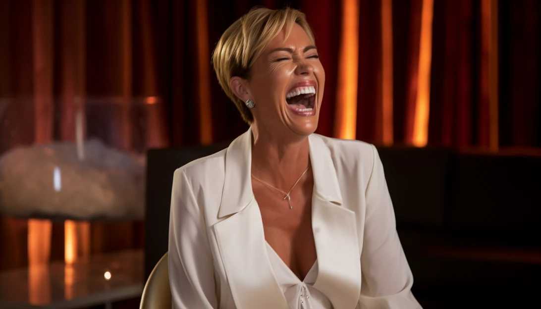 In this candid shot, Sharon Stone's genuine laughter and tears reveal the emotional turmoil she experienced during the shocking incident. (Taken with Sony A7 III)