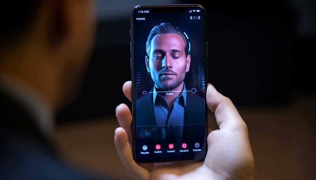 A person using an AI virtual assistant on a smartphone.