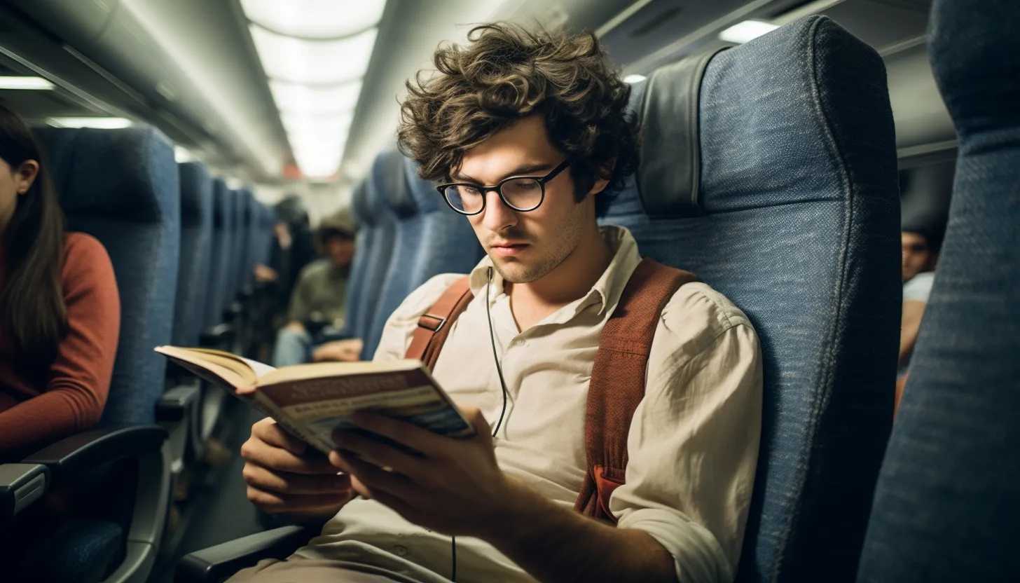 "An anxious flyer calmly absorbed in a book mid-flight, illustrating the idea of distraction and relaxation. (Taken with Sony Alpha a7 III)"