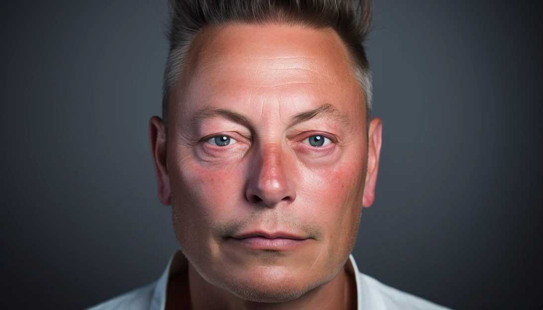 A close-up photo of Elon Musk, CEO of X (formerly Twitter), taken with a Nikon D850.